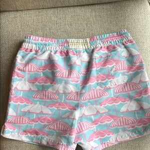 The Beaufort Bonnet Company Pink and Blue Umbrella Pattern Shorts